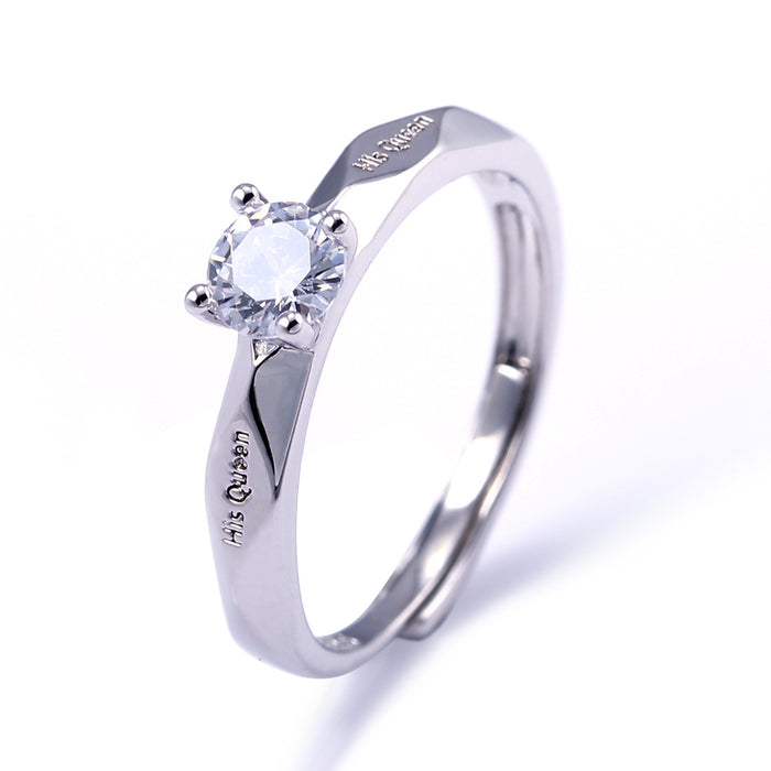 Platinum-plated couple rings with movable engraving design