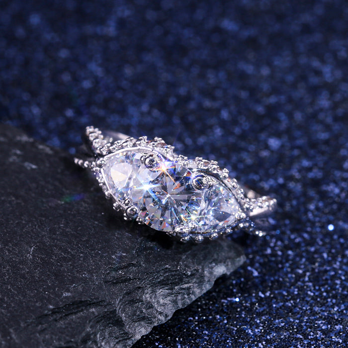 Gold-plated oval ring with colored zircon