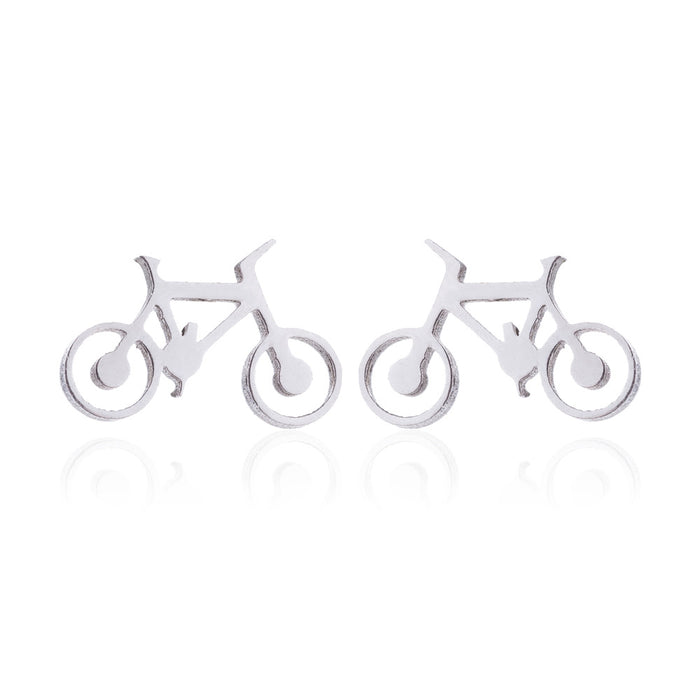 Bicycle jewelry set, stainless steel O-shaped chain earrings and necklace three-piece set personalized simple factory spot wholesale