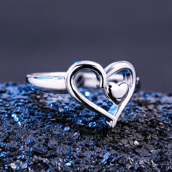 Double heart shaped ring