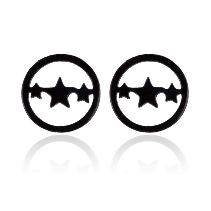 Geometric Star and Circle Stainless Steel Stud Earrings - Simple and Chic Jewelry