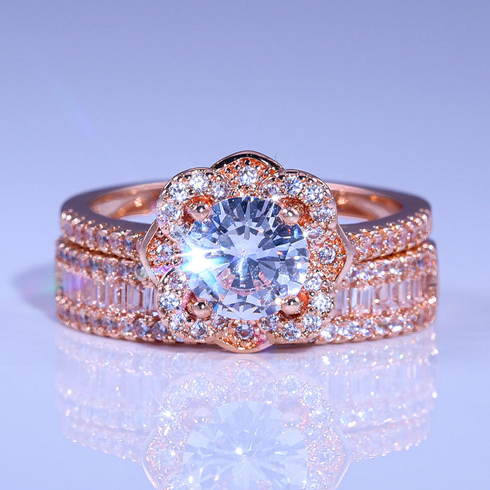 Micropaved Pink Zirconia Wedding Ring