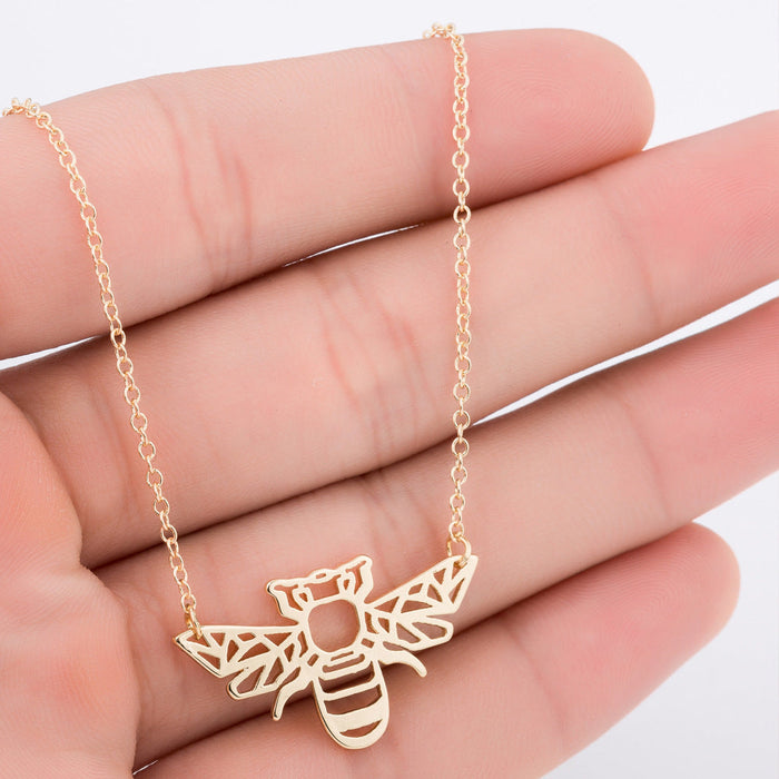 Necklaces Stainless Steel Hollow Bee - wallojewerly 