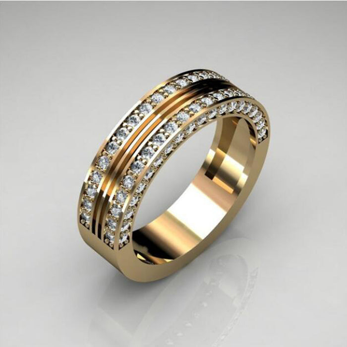 14k gold plated zircon ring fashionable engagement men and women style