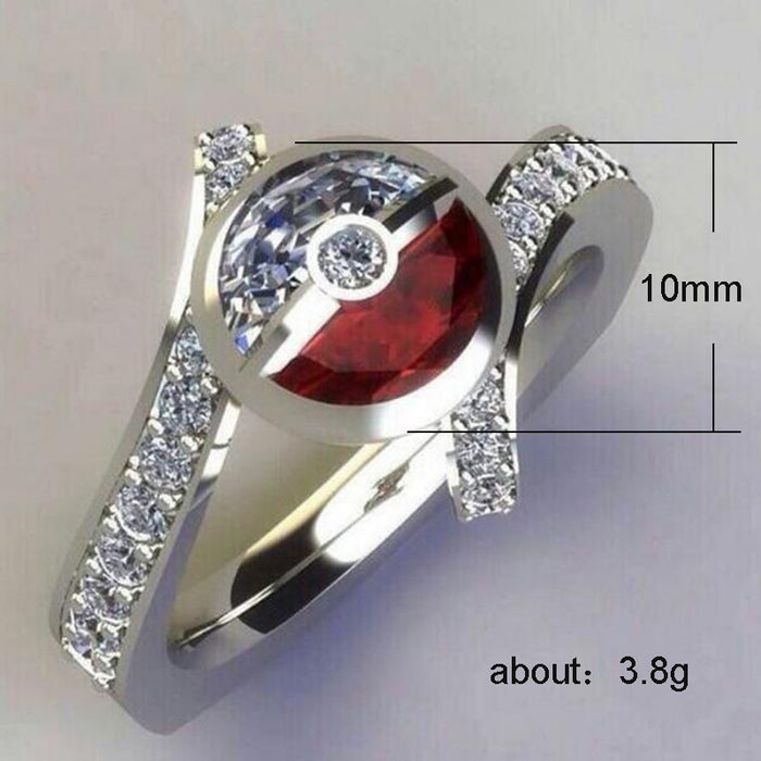 Hollow heart-shaped white gold-plated zircon ring