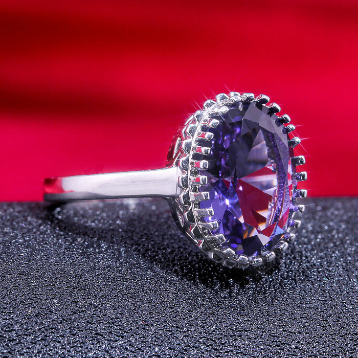 Anillo creativo con circonita morada de gran tamaño