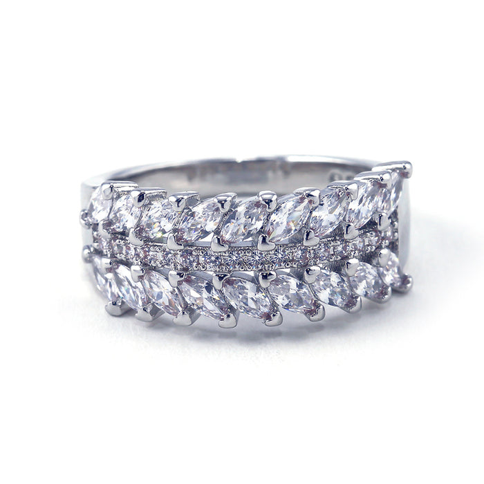 Gold-plated oval zircon full diamond ring