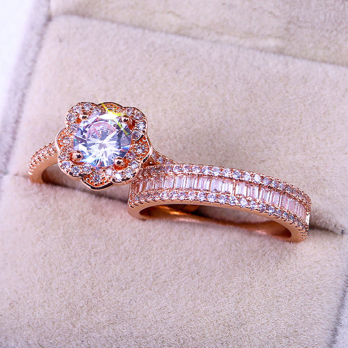 Micropaved Pink Zirconia Wedding Ring