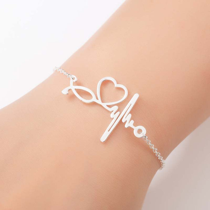 Stainless steel heart-shaped stethoscope bracelet, European and American girlfriends friendship jewelry wholesale