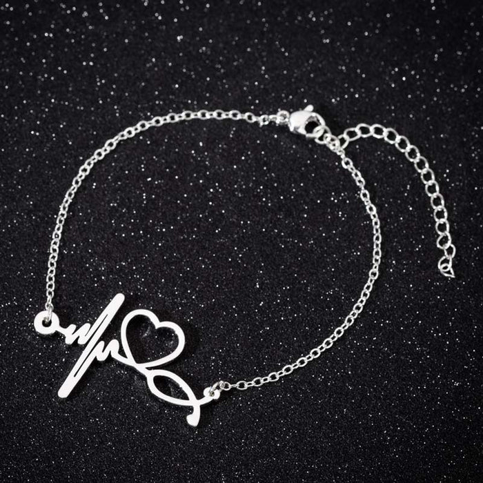 Stainless steel heart-shaped stethoscope bracelet, European and American girlfriends friendship jewelry wholesale