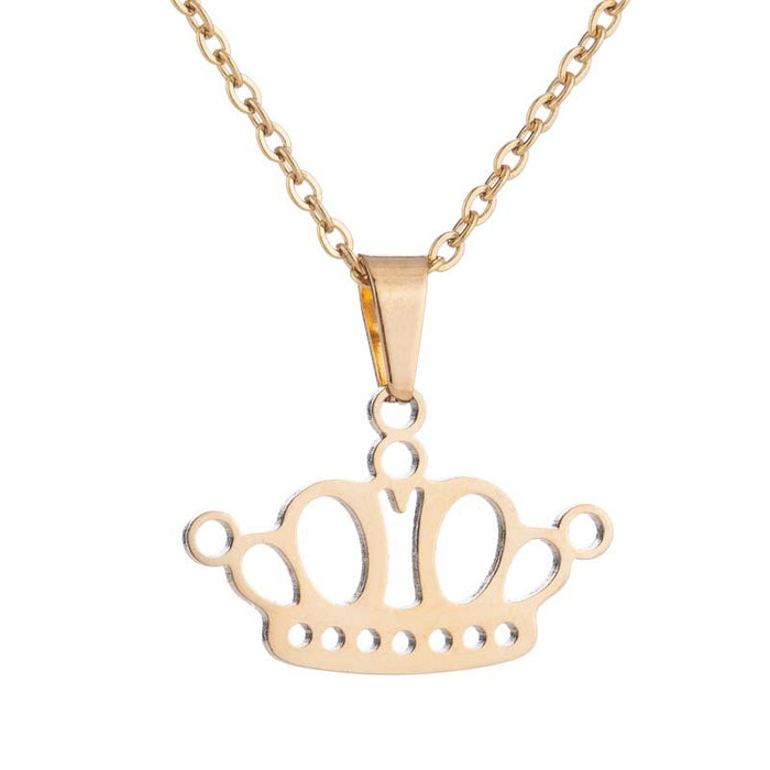 Crown earring necklace set, ladies simple stainless steel jewelry three-piece set ready for wholesale