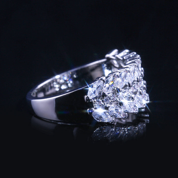 Gold-plated oval zircon full diamond ring