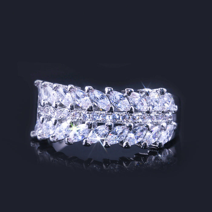 Gold-plated oval zircon full diamond ring