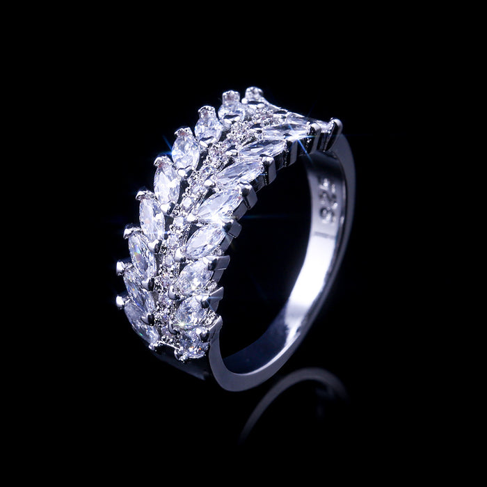 Gold-plated oval zircon full diamond ring