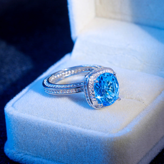 Gold-plated hollow zircon double-layer ring