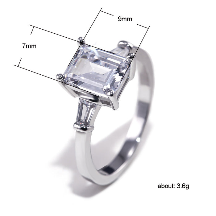 Women's Square Diamond Zirconia Engagement Wedding Ring