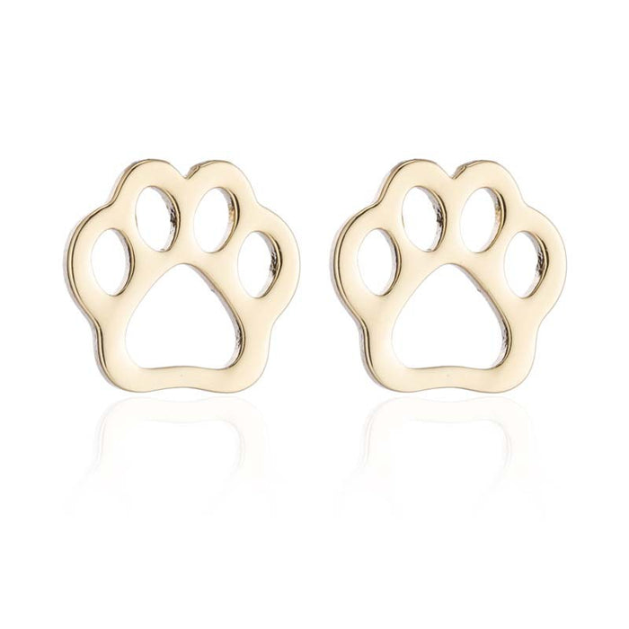 Bear paw print necklace set, European and American simple hollow earrings stainless steel hand jewelry three-piece set spot wholesale