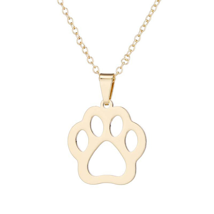 Bear paw print necklace set, European and American simple hollow earrings stainless steel hand jewelry three-piece set spot wholesale