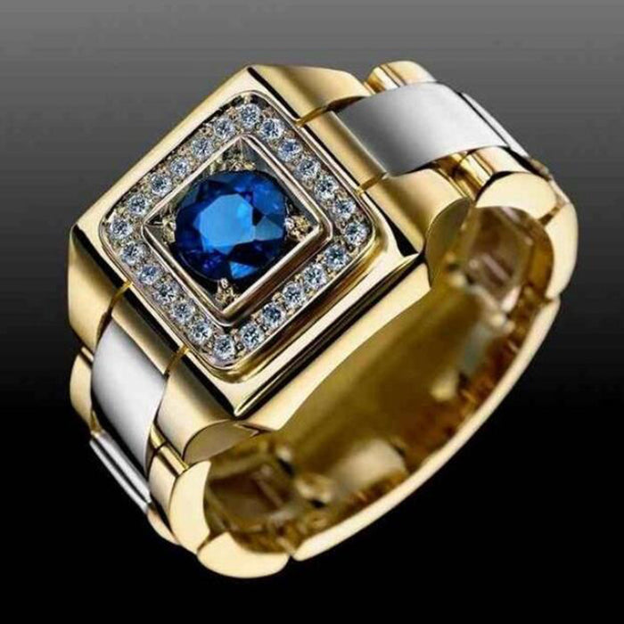 Men's ring with blue gemstone