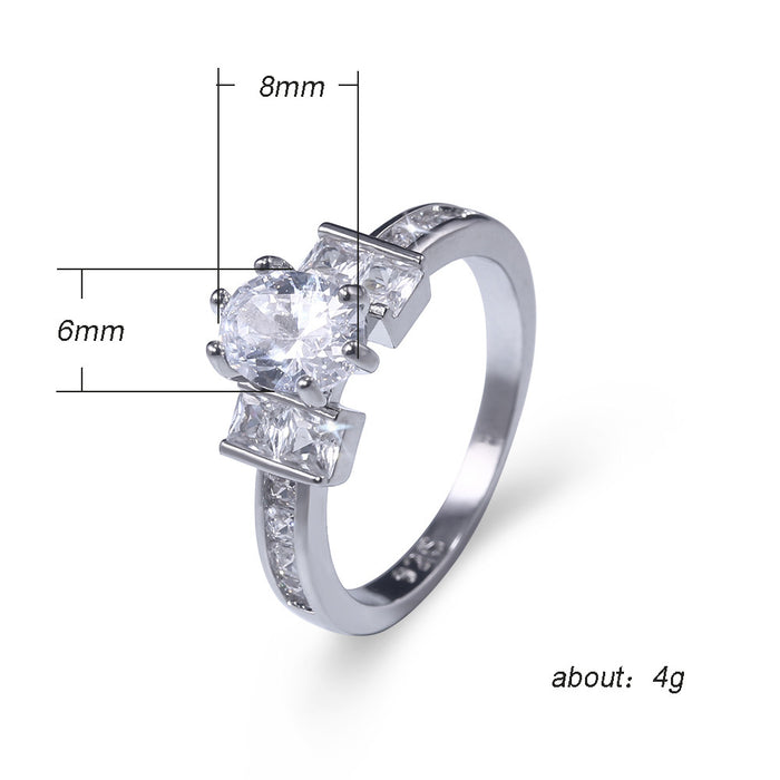 Classic Oval Square Diamond Zirconia Ring