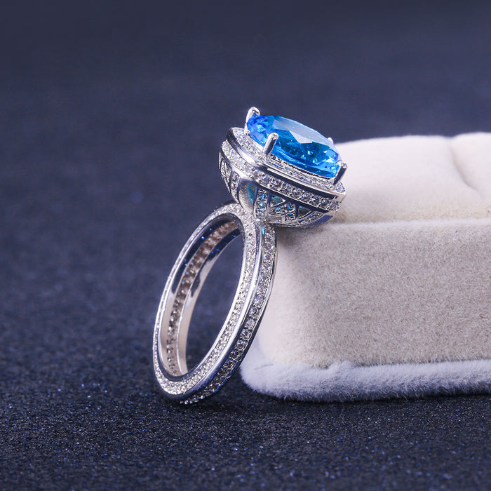 Gold-plated hollow zircon double-layer ring