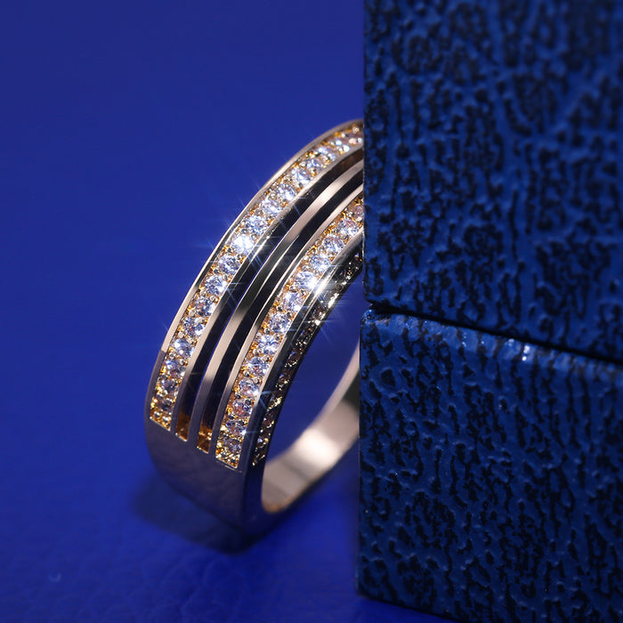 14k gold plated zircon ring fashionable engagement men and women style