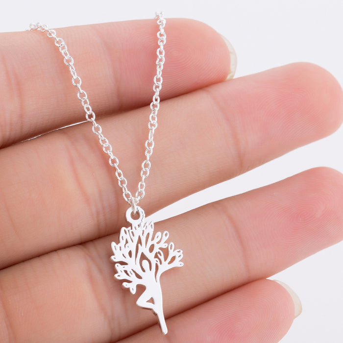 Collar de árbol de Dios, colgante de planta de árbol de la vida de acero inoxidable con diosa europea y americana, cadena de clavícula al por mayor