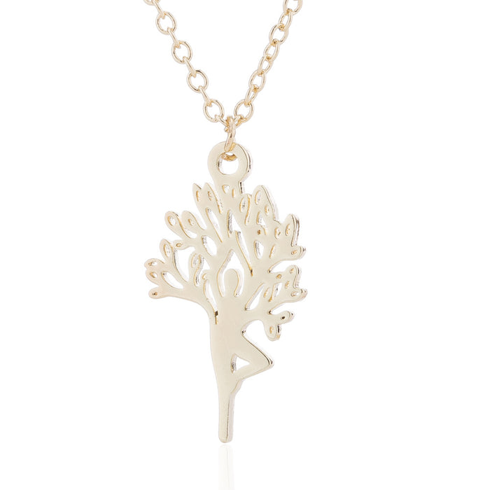 Collar de árbol de Dios, colgante de planta de árbol de la vida de acero inoxidable con diosa europea y americana, cadena de clavícula al por mayor