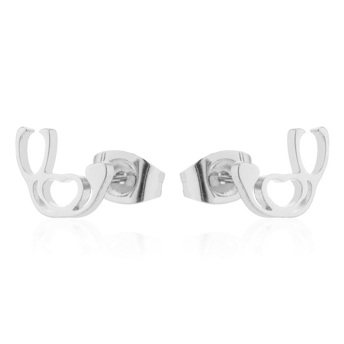 Pendientes de corazón de amor, mini pendientes de acero inoxidable con forma de estetoscopio en forma de corazón, venta al por mayor