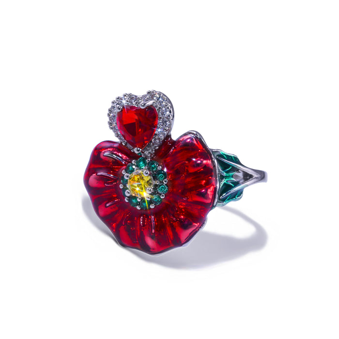 Anillo de circonitas cloisonné esmaltadas