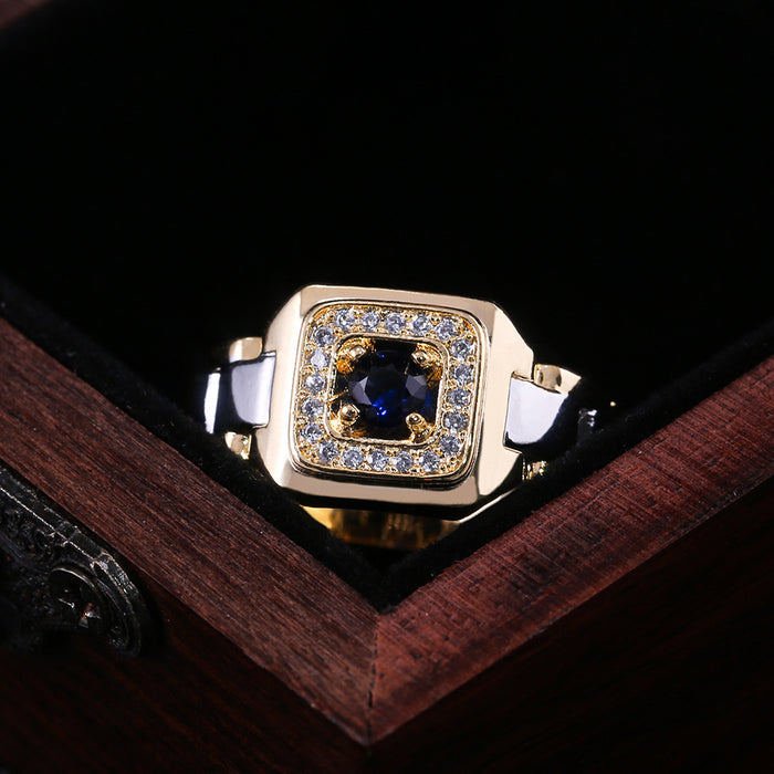 Men's ring with blue gemstone