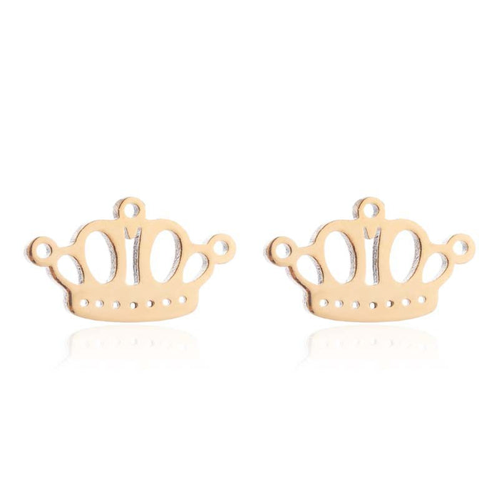 Crown earring necklace set, ladies simple stainless steel jewelry three-piece set ready for wholesale