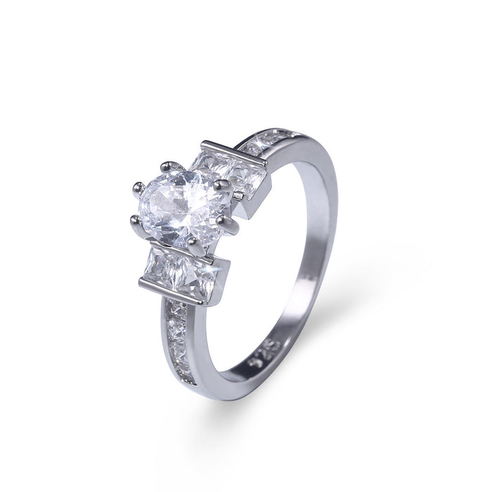 Classic Oval Square Diamond Zirconia Ring