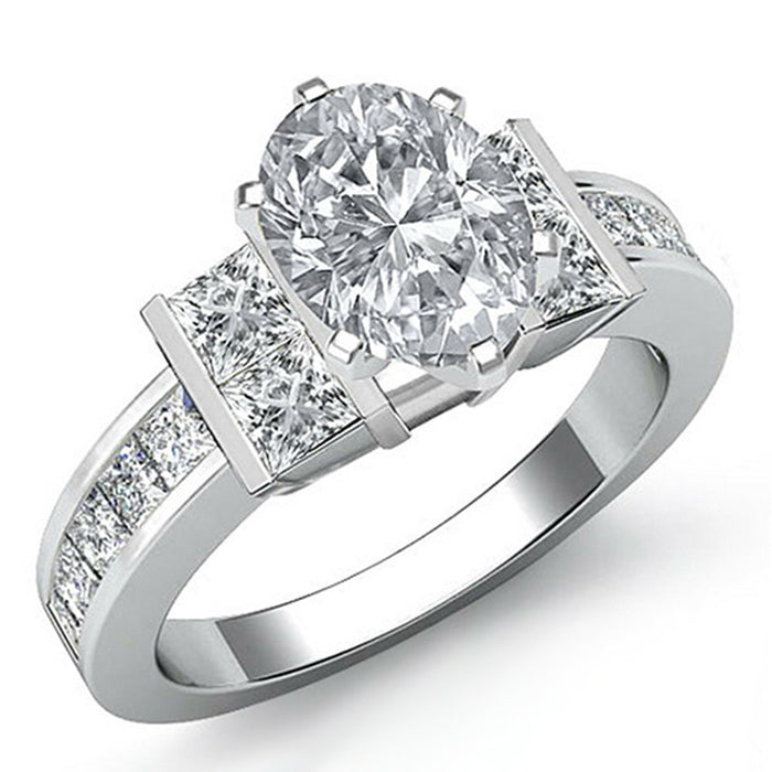 Classic Oval Square Diamond Zirconia Ring