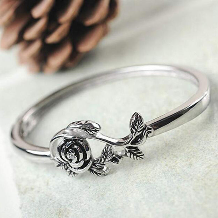 Vintage silver rose ring electroplated antique silver engagement ring