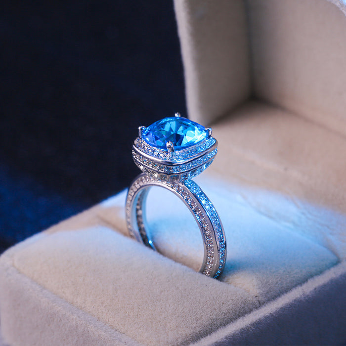 Gold-plated hollow zircon double-layer ring