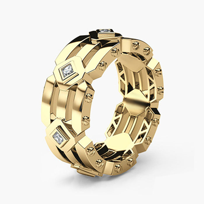 Anillo de bodas para hombre de oro rosa bañado en cobre moderno y de moda