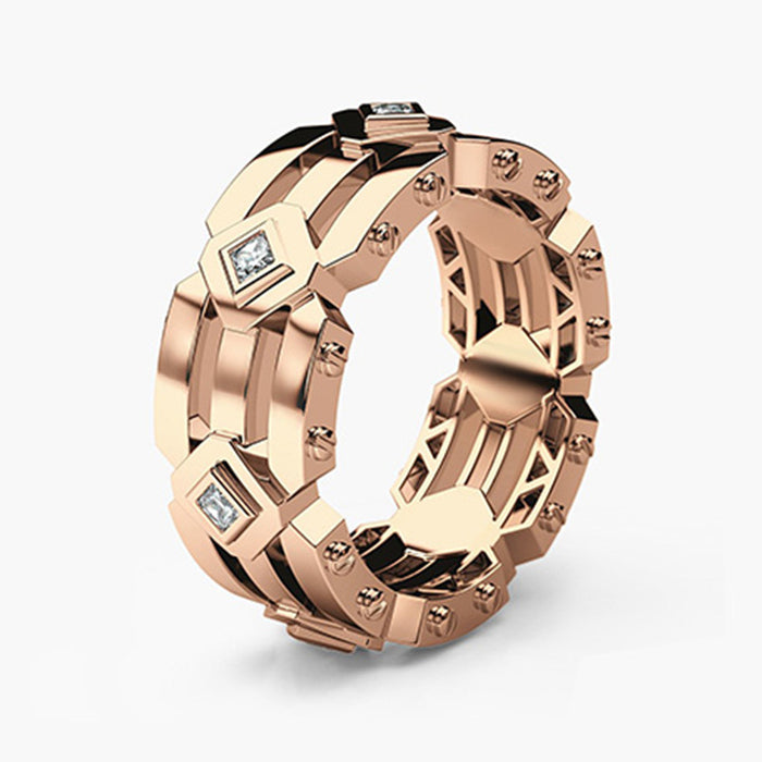 Anillo de bodas para hombre de oro rosa bañado en cobre moderno y de moda