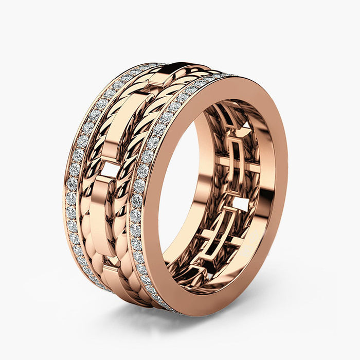 Gold-plated copper and zircon petal ring