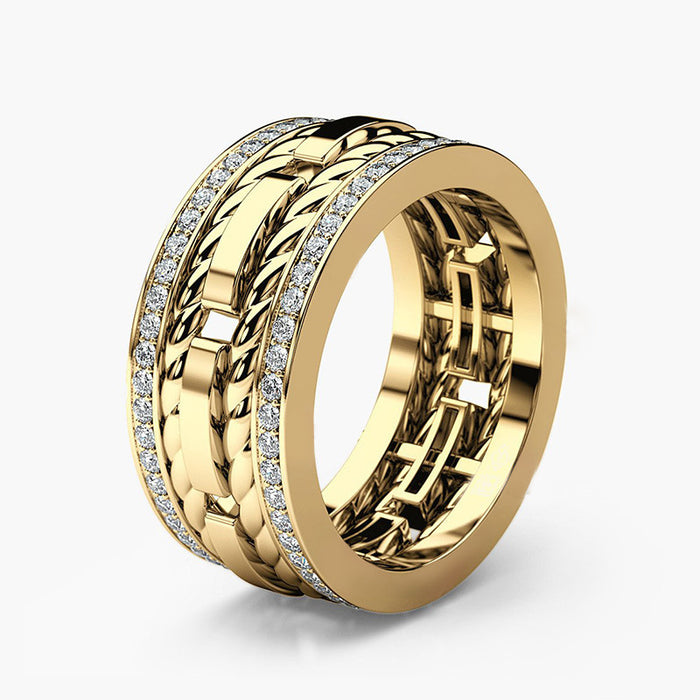 Gold-plated copper and zircon petal ring