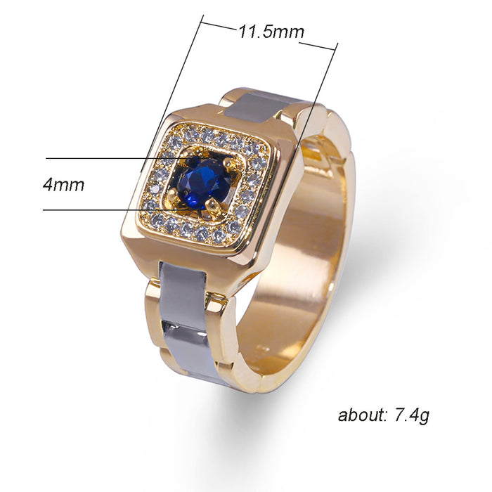 Men's ring with blue gemstone