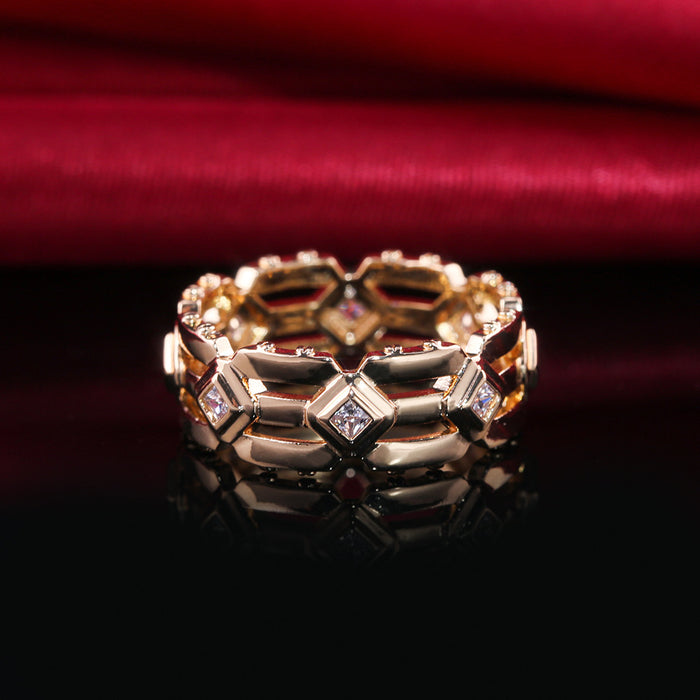 Anillo de bodas para hombre de oro rosa bañado en cobre moderno y de moda