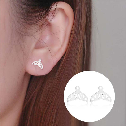 Whale Tail Stainless Steel Earrings - Simple and Stylish Mermaid-Inspired Jewelry