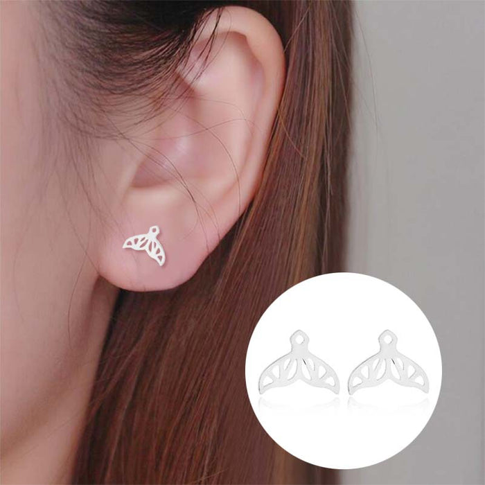 Whale Tail Stainless Steel Earrings - Simple and Stylish Mermaid-Inspired Jewelry