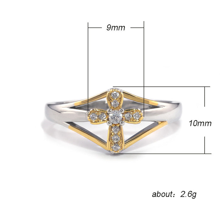 Simple color separation micro-inlaid five-color small flower ring