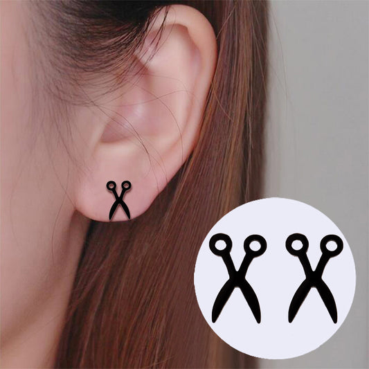 Scissor Stainless Steel Stud Earrings - Playful and Unique Cartoon Jewelry