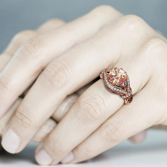 Anillo de circonita en forma de pera con forma de gota de agua, joyería creativa femenina