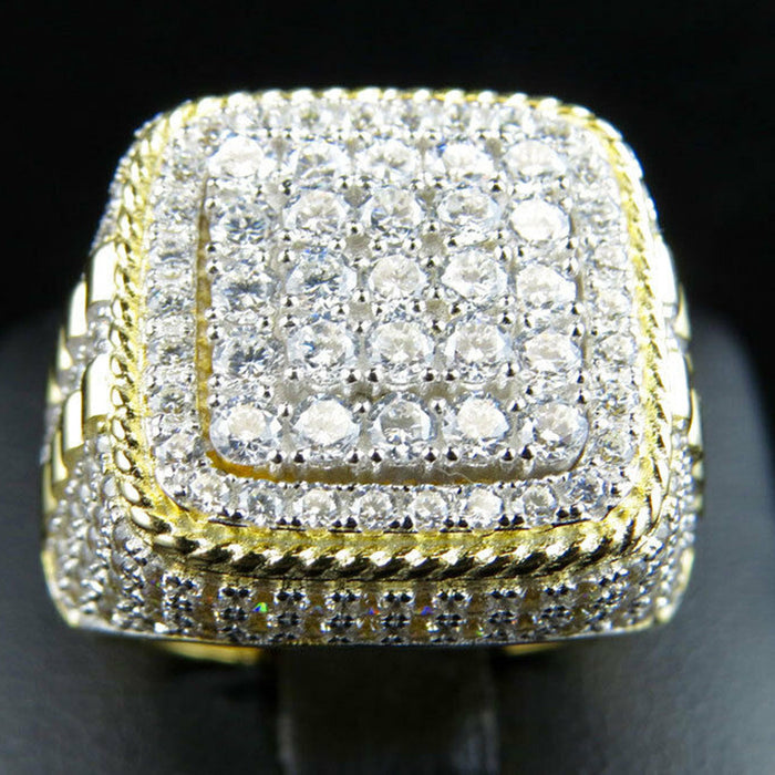 Anillo de hip-hop lleno de diamantes, anillo personalizado para hombres de fábrica.