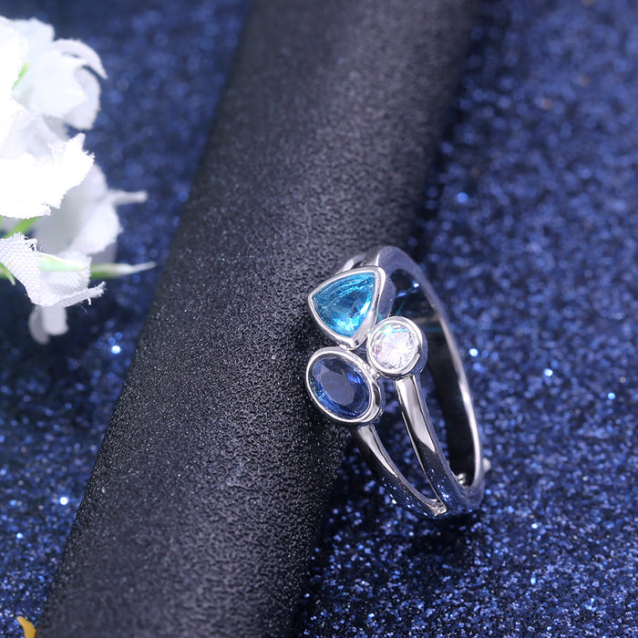 Beautiful three-color stone ring  irregular ring delivery