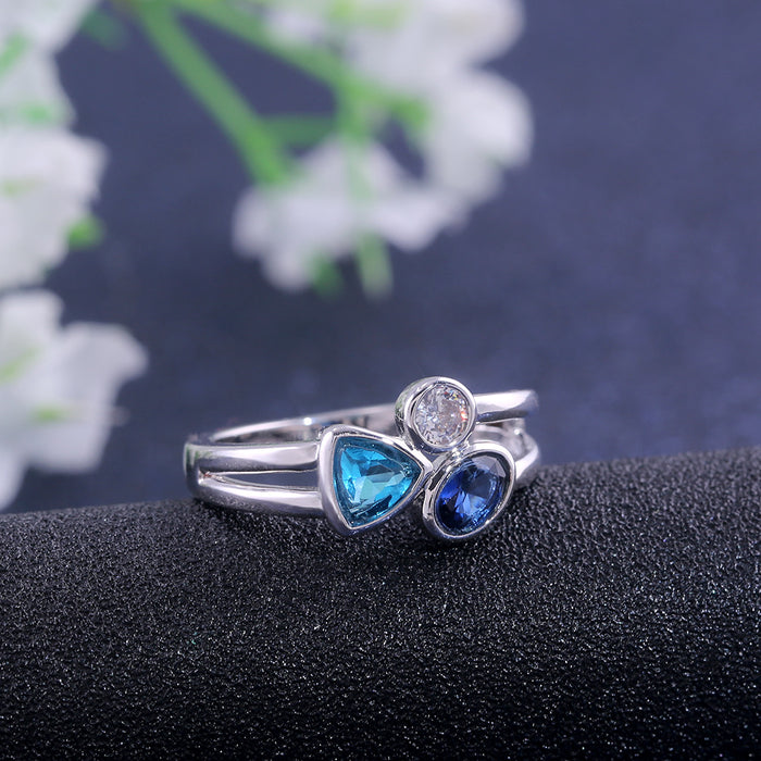 Beautiful three-color stone ring  irregular ring delivery